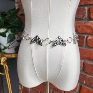 Gothic y2k moth chain belt